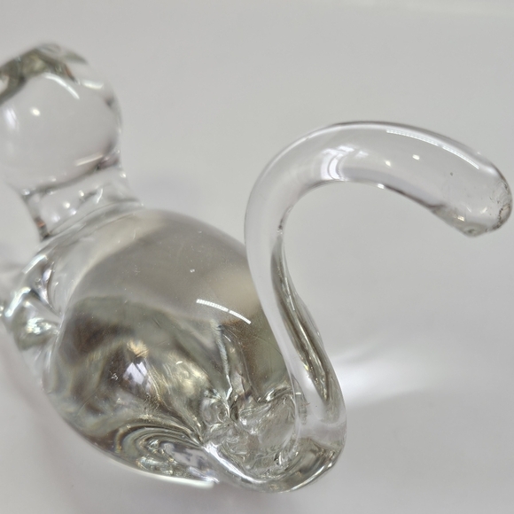 VINTAGE Clear Glass Cat Kitten Sculpture Figurine Decor Sphinx Position - Picture 4 of 6